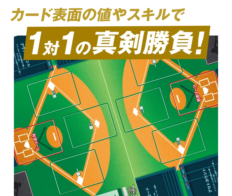 カード表面の値やスキルで1対1の真剣勝負！